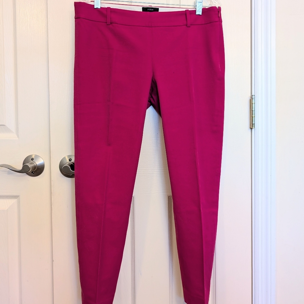 J. Crew Magenta Minnie Stretch Cotton Pant, Size 6